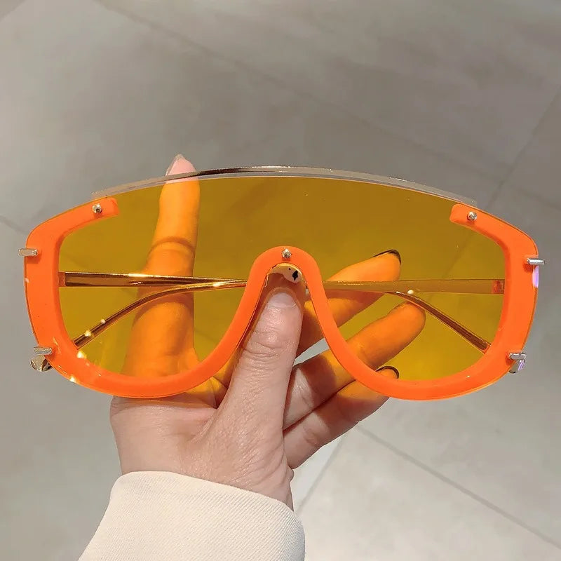 Fashion Leopard Women Sunglasses Stylish Gradient Outdoor Sports Shades Luxury Metal Design Oversize Men Sun Glasses