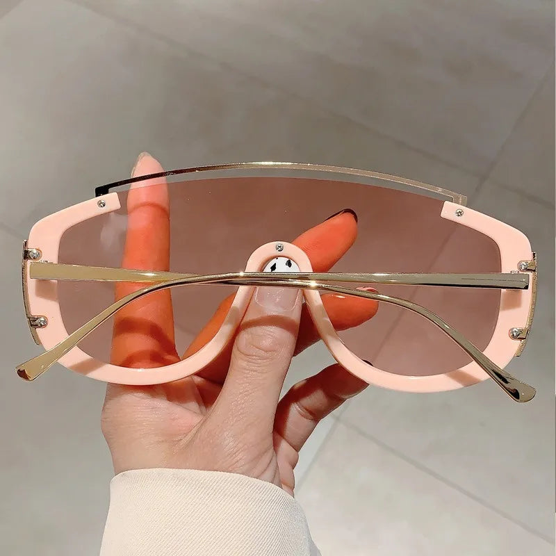 Fashion Leopard Women Sunglasses Stylish Gradient Outdoor Sports Shades Luxury Metal Design Oversize Men Sun Glasses