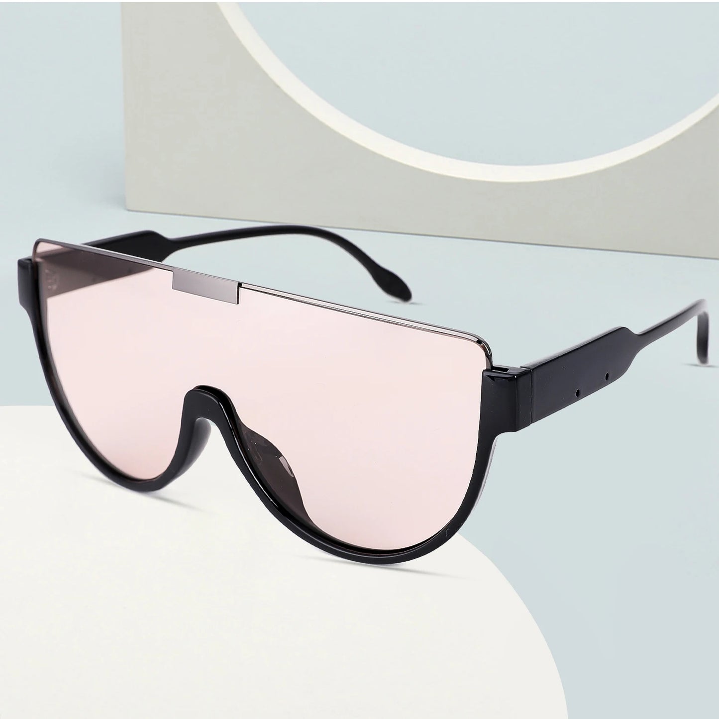 Vintage Semi-round Sunglasses Women Fashion Monoblock 2024 New Design Outdoor Goggle Shades Ins Trending UV400 Eyewear