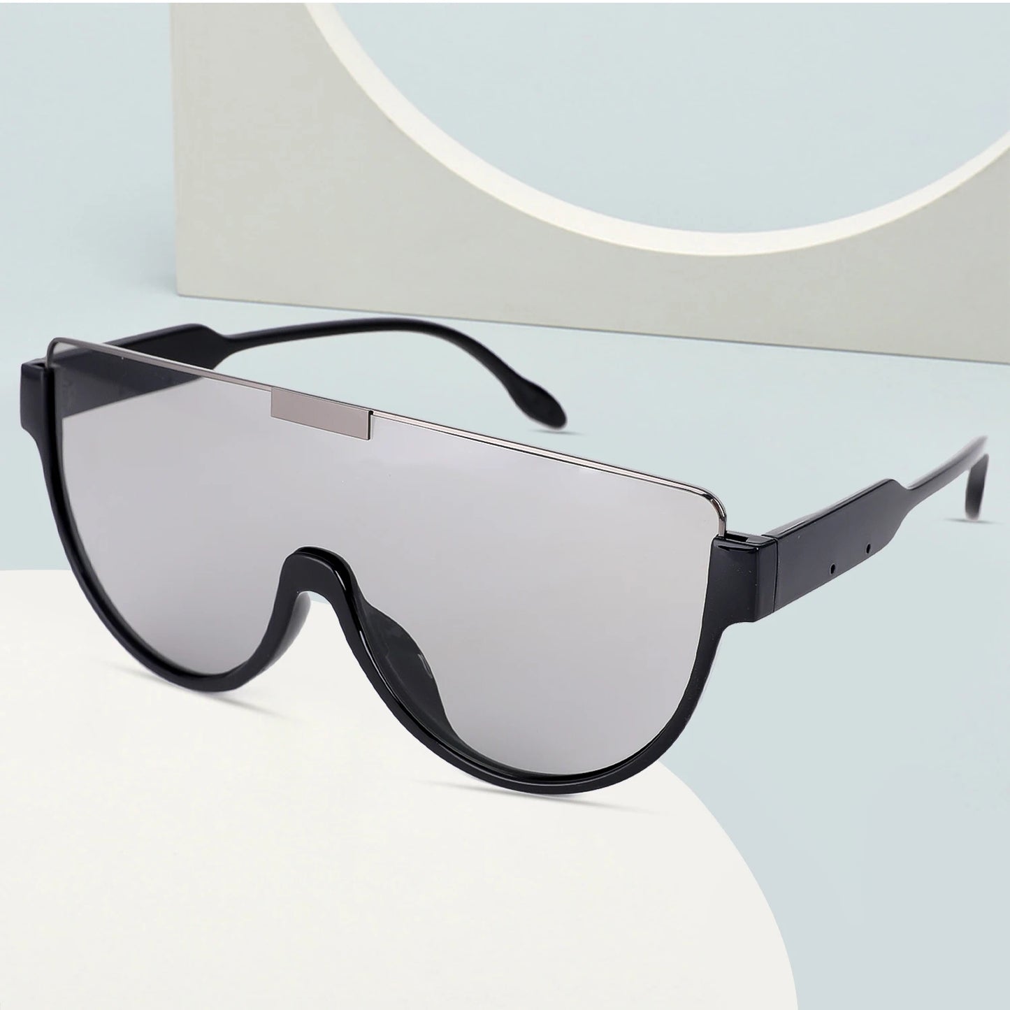 Vintage Semi-round Sunglasses Women Fashion Monoblock 2024 New Design Outdoor Goggle Shades Ins Trending UV400 Eyewear