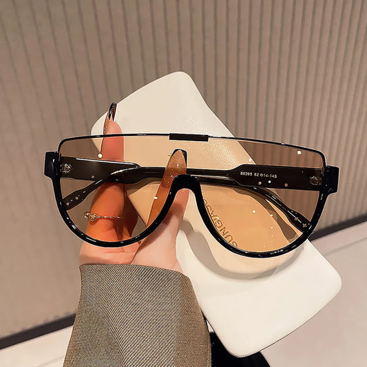 Vintage Semi-round Sunglasses Women Fashion Monoblock 2024 New Design Outdoor Goggle Shades Ins Trending  UV400 Eyewear