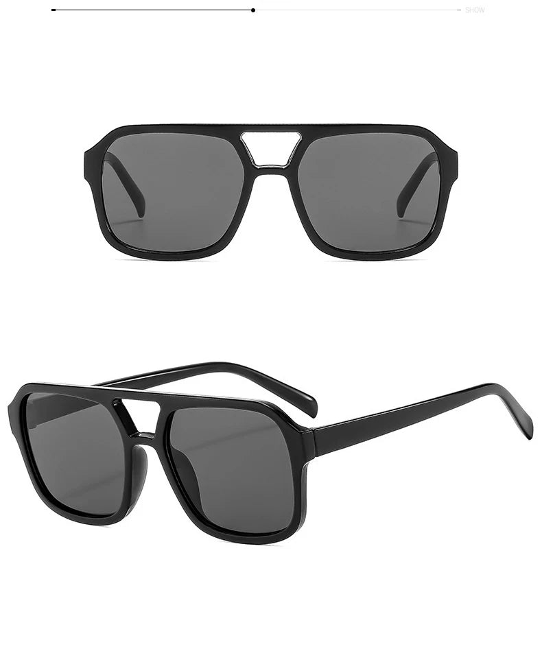 adult style, sunglasses, square Double new beam personalized Korean version, trendy sunglasses, high-end, UV resistant,