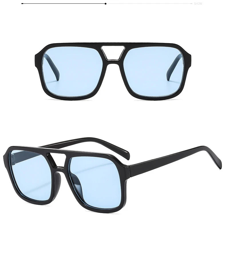 adult style, sunglasses, square Double new beam personalized Korean version, trendy sunglasses, high-end, UV resistant,