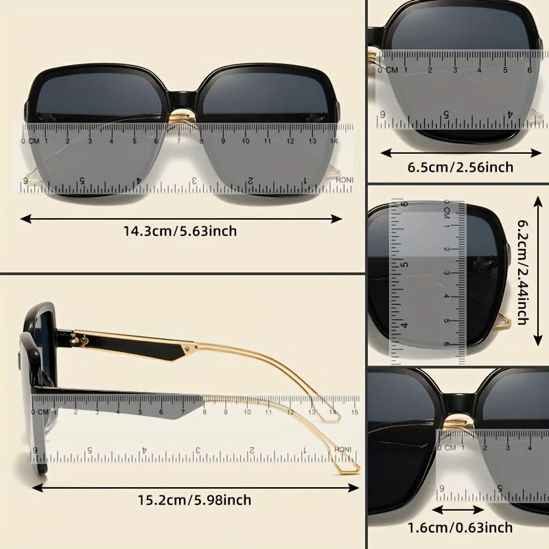 LINFEMAND Fashion Polygon Big Frame Decorative Sunglasses UV400 Gradient Lens Anti-reflective Women Party Carnival Festival Gift
