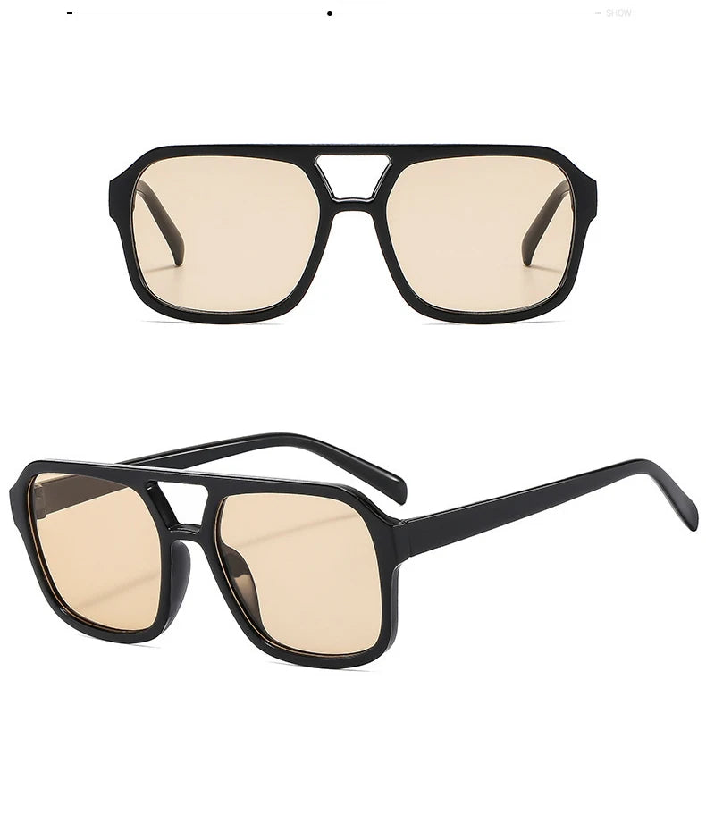 adult style, sunglasses, square Double new beam personalized Korean version, trendy sunglasses, high-end, UV resistant,