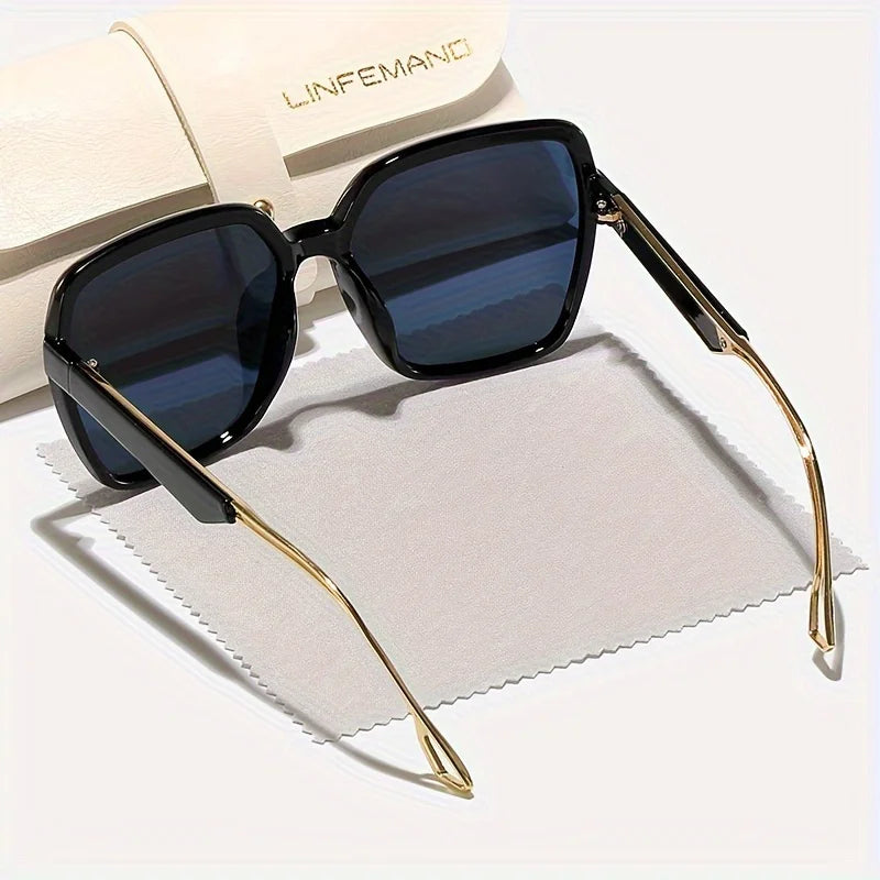 LINFEMAND Fashion Polygon Big Frame Decorative Sunglasses UV400 Gradient Lens Anti-reflective Women Party Carnival Festival Gift