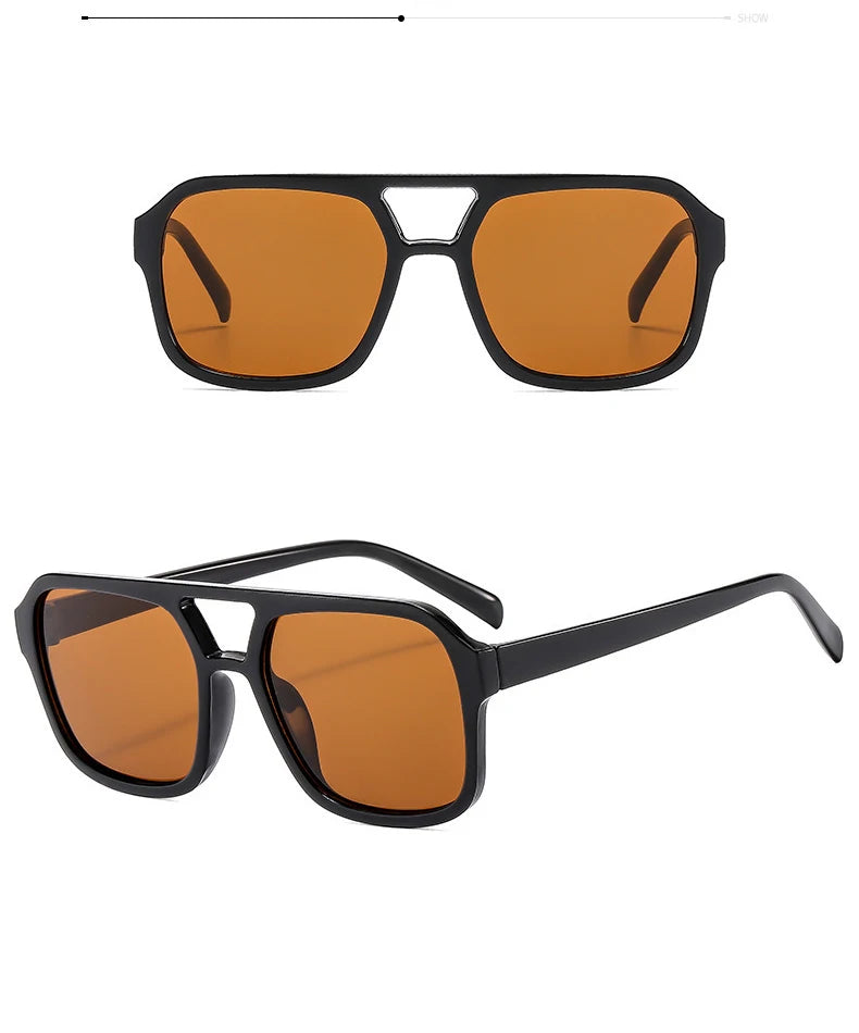 adult style, sunglasses, square Double new beam personalized Korean version, trendy sunglasses, high-end, UV resistant,