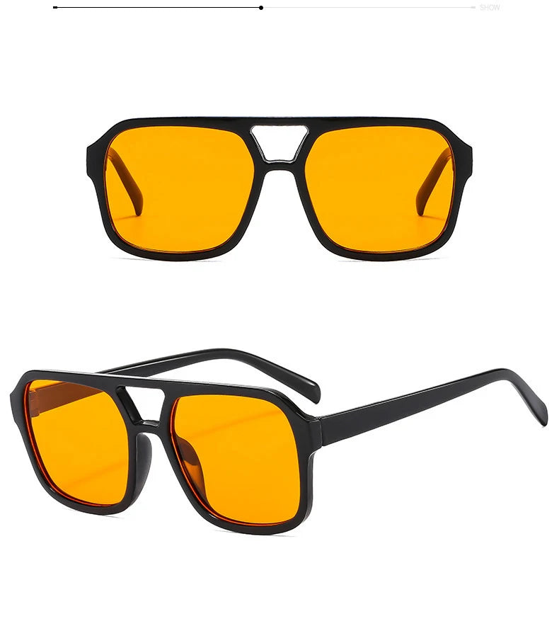 adult style, sunglasses, square Double new beam personalized Korean version, trendy sunglasses, high-end, UV resistant,
