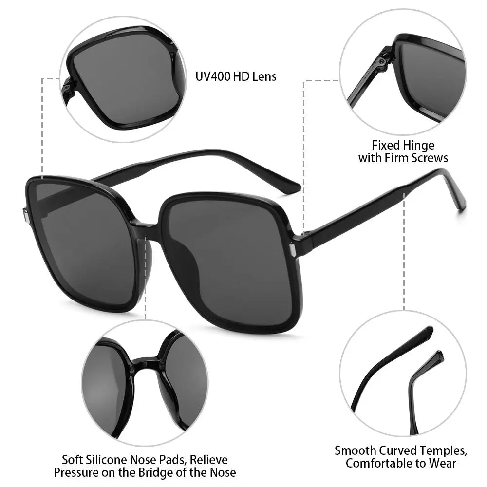 1PC Oversized Frame Square Sunglasses For Women Luxury Vintage Sun Glasses Classic UV400 Driver Goggles Fashion Eyewear