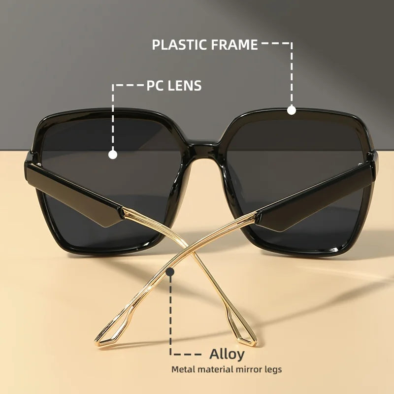 LINFEMAND Fashion Polygon Big Frame Decorative Sunglasses UV400 Gradient Lens Anti-reflective Women Party Carnival Festival Gift