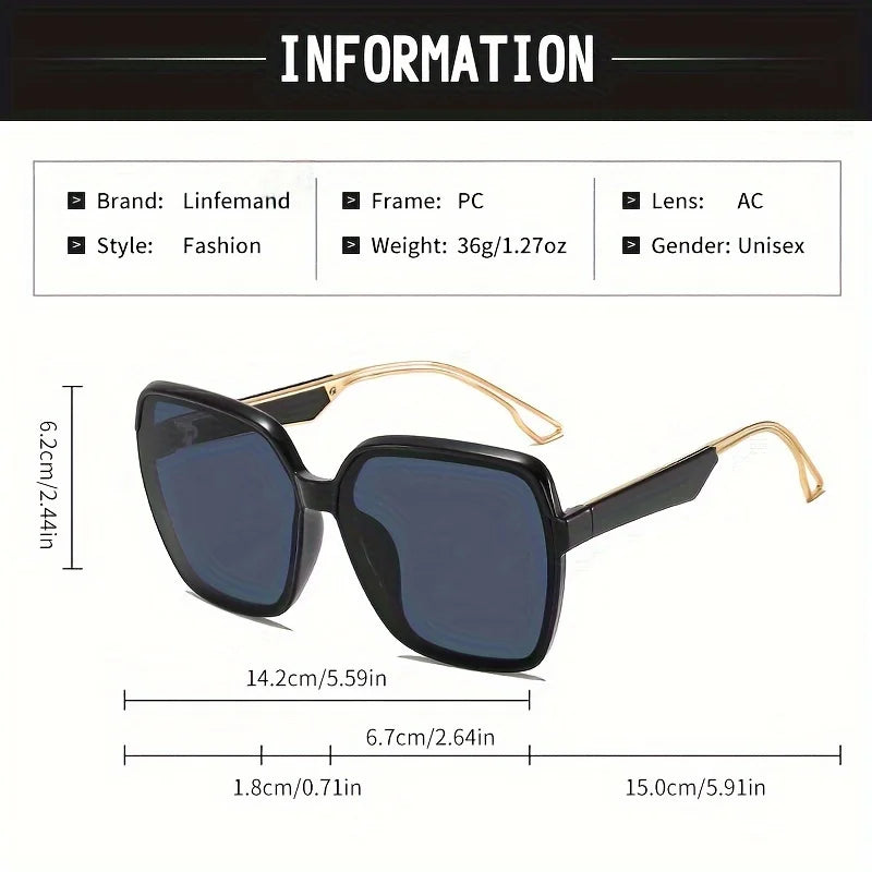 LINFEMAND Fashion Polygon Big Frame Decorative Sunglasses UV400 Gradient Lens Anti-reflective Women Party Carnival Festival Gift