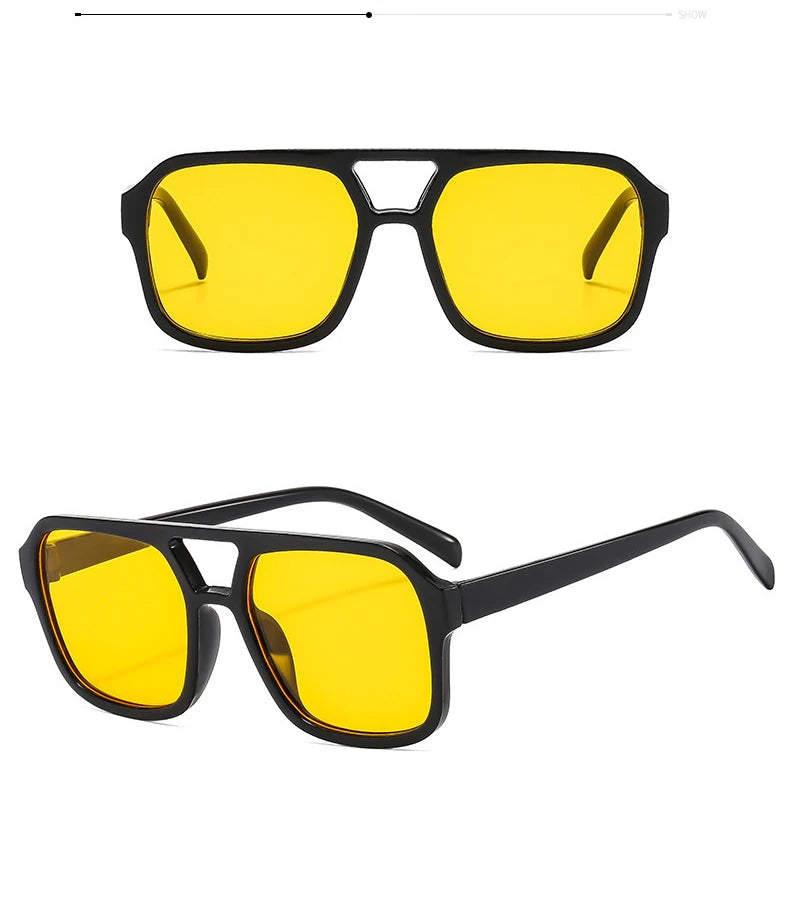 adult style, sunglasses, square Double new beam personalized Korean version, trendy sunglasses, high-end, UV resistant,
