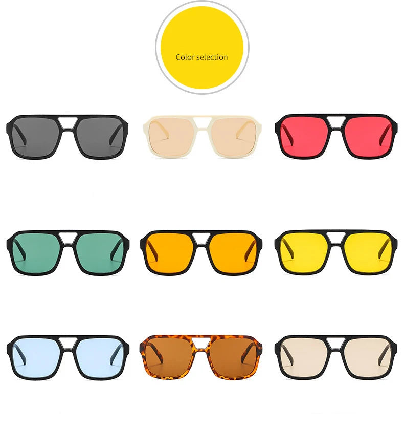 adult style, sunglasses, square Double new beam personalized Korean version, trendy sunglasses, high-end, UV resistant,