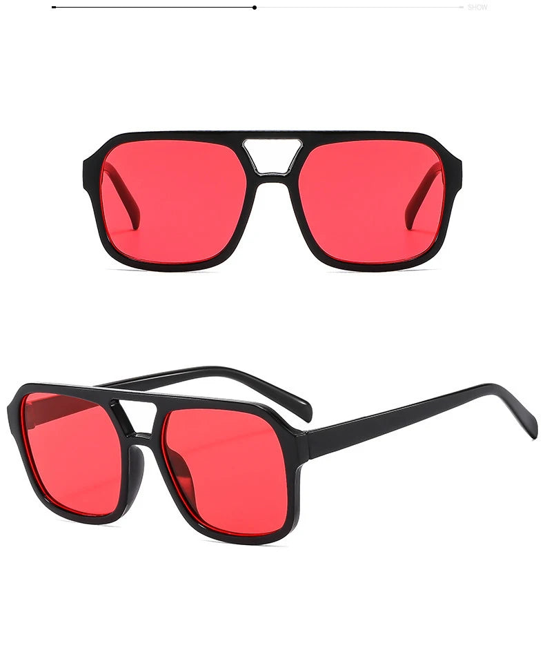 adult style, sunglasses, square Double new beam personalized Korean version, trendy sunglasses, high-end, UV resistant,