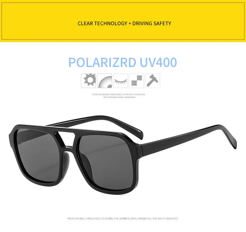 adult style, sunglasses, square Double new beam personalized Korean version, trendy sunglasses, high-end, UV resistant,