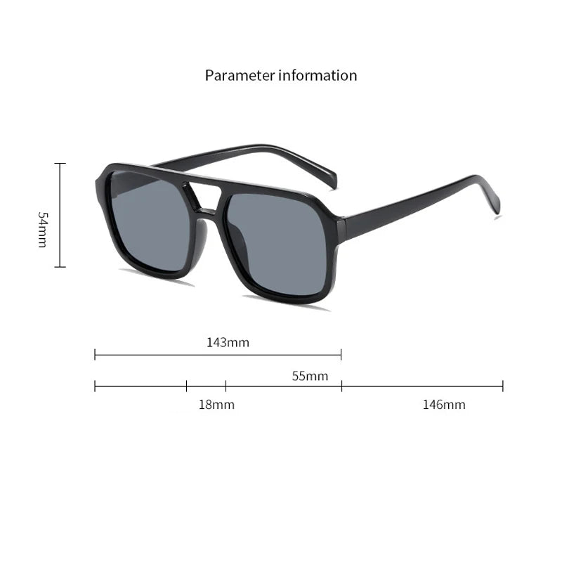 adult style, sunglasses, square Double new beam personalized Korean version, trendy sunglasses, high-end, UV resistant,