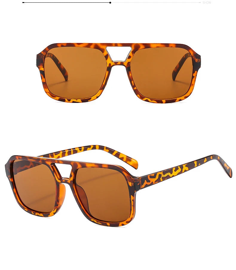 adult style, sunglasses, square Double new beam personalized Korean version, trendy sunglasses, high-end, UV resistant,